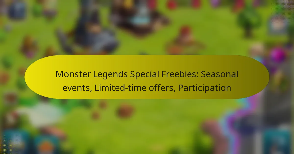 Monster Legends Special Freebies: Seasonal events, Limited-time offers, Participation