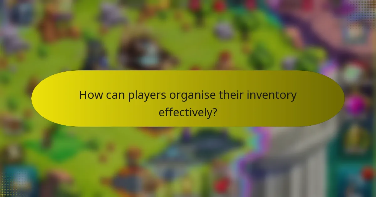 How can players organise their inventory effectively?