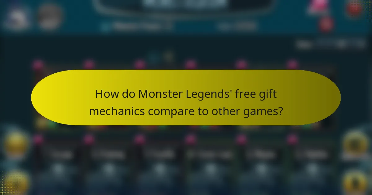 How do Monster Legends' free gift mechanics compare to other games?